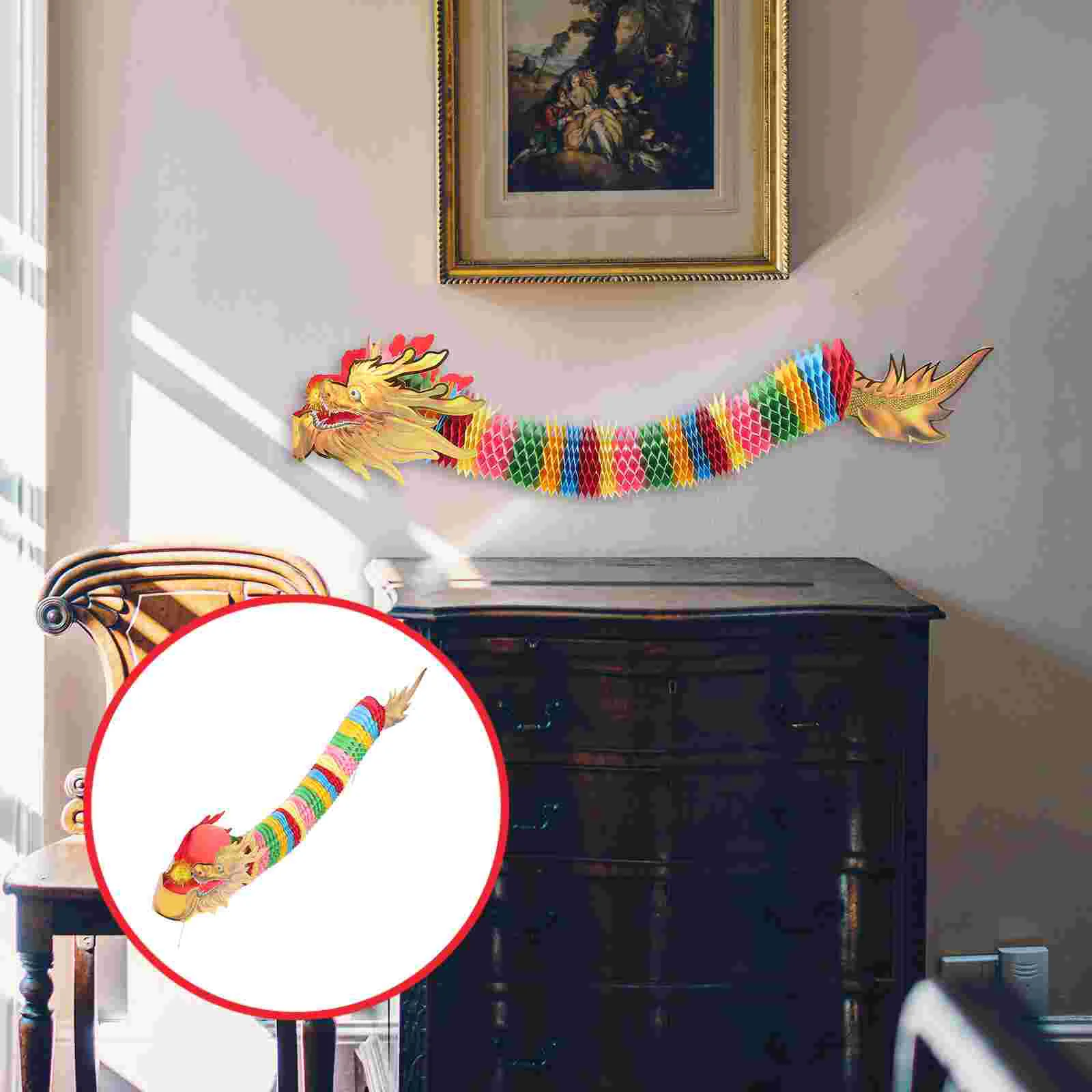 

3D Chinese New Year Dragon Garland 1.5M Spring Festival Dragon Lantern Paper Dragon Lantern Hanging Decoration