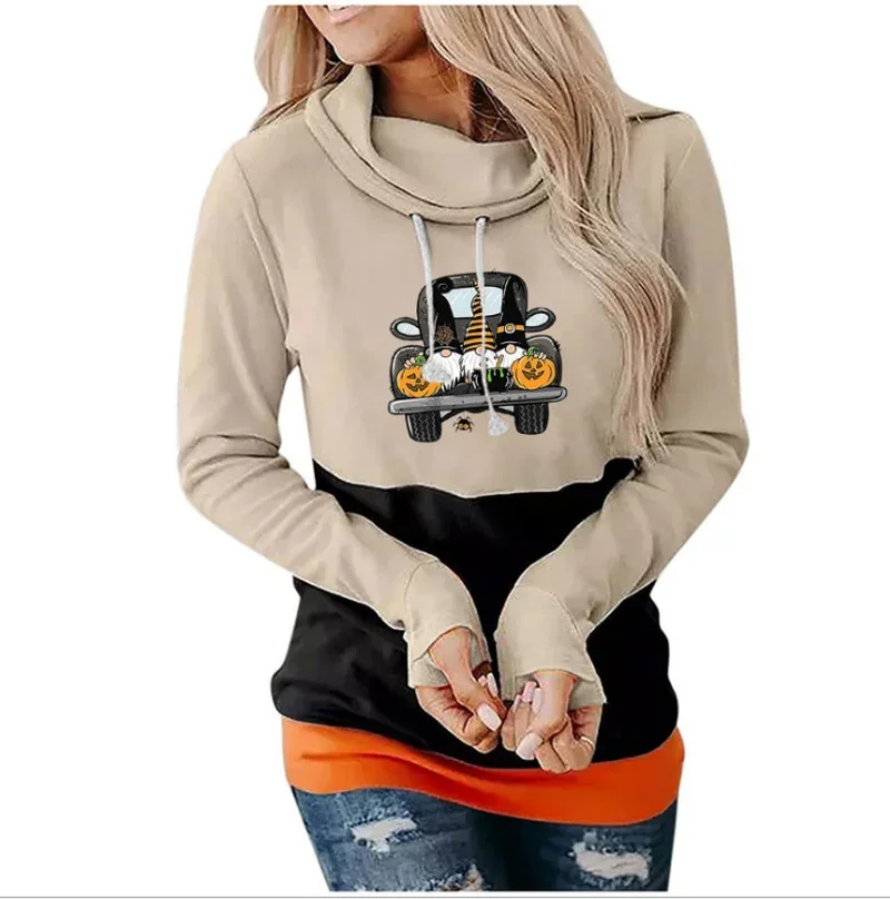 2024 Winter Autumn Casual Women Halloween Horror 3D Print Hooded Sweatshirt Party Long Sleeve Pullover Lady Loose Fashion Hoodie