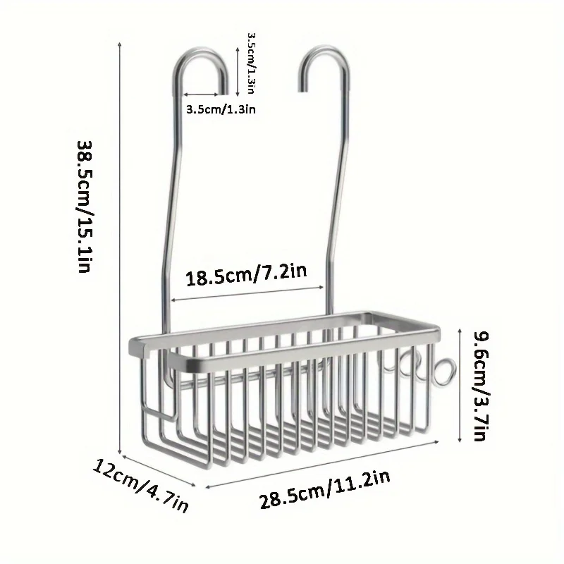 Space Aluminum No-Drill Shower Caddy Basket Wall-Mounted Hanging Shelf for Bathroom Metal Pipe Included Modern Design Shelves