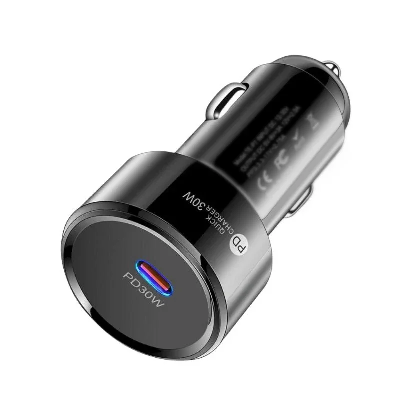 Mini Car Charger Fast Charging 30W Type C Car Mobile Phone Charger For iPhone 15 Pro Xiaomi Samsung Huawei Quick Phone Adapter