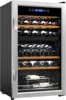 33 Bottle Wine Fridge, Dual Zone Wine and Beverage Refrigerator with Independent Temp & LED Control Panel, Freestanding W 1