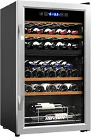33 Bottle Wine Fridge, Dual Zone Wine and Beverage Refrigerator with Independent Temp & LED Control Panel, Freestanding W 1