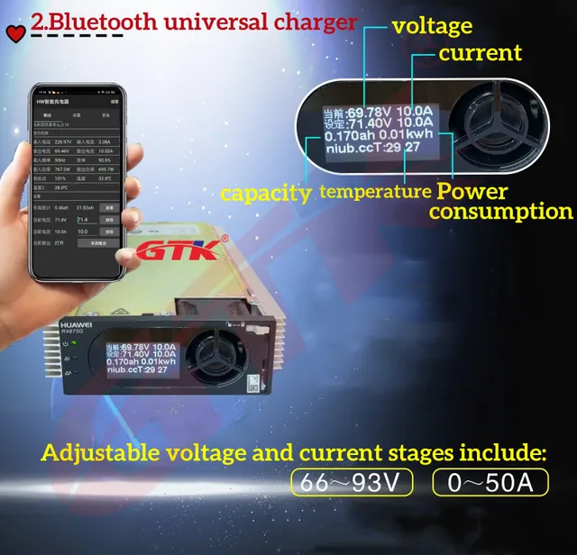 GTK 6000W 0-120v 0-70A R4875G1 Bluetooth/Digital Manual Transfer/CNC Manual Charger for LTO Li-ion Lifepo4 battery pack+Hangbag 2