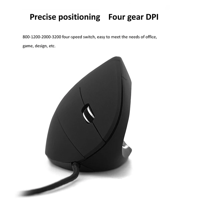 Mouse Vertical Ergonômico com Fio para Jogos para Mão Direita 800 1200 1600 Dpi Óptico Usb Saudável para o Pulso para Notebook e Computador - Imagem 2
