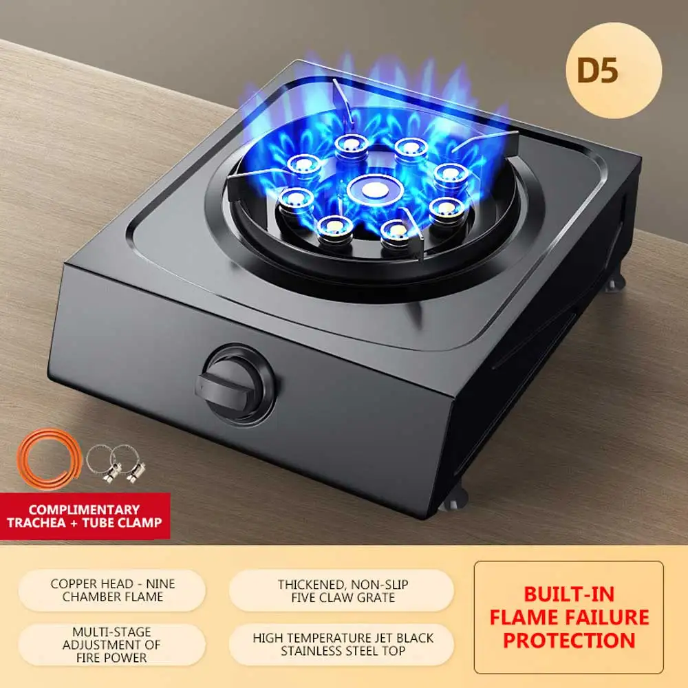 Household Single Stove Kompor Gas Stainless Steel Gas Burner Energy-saving Flameout Protection