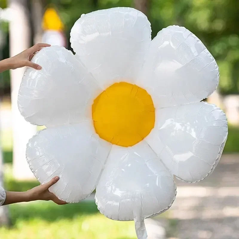 10/1 Stück Weiße Gänseblümchen-Ballons in Verschiedenen Größen Sonnenblumen-Folienballons Heliumballons für Kindergeburtstage und Babypartys – Detail 3