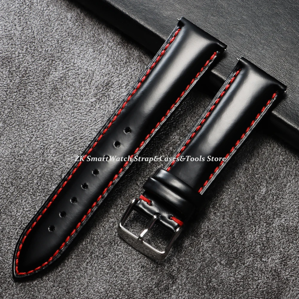 20mm 22mm Universal geöltes Leder Uhrenarmband Schnellverschluss-Armbänder Braun Schwarz Echtlederarmband für Samsung Watch 7/6/5/4 – Detail 12