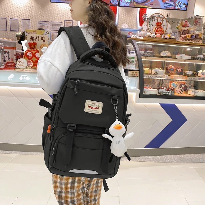 JOYPESSIE Fashion Lovers Rucksack High School Bookbag for Girls Boy Schoolbag Women Travel Bag Mochila Men Laptop Backpack Black