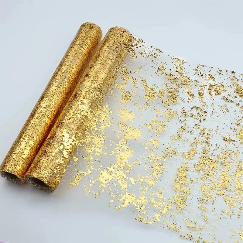 

Golden Table Runner Wedding Decoration Gold Table Runner Party Goldfoil Mesh Rose Silver Sequin Thin Roll Dining Tablecloth