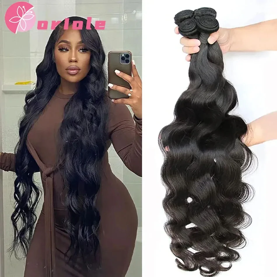 Brazilian Body Wave Human Hair Bundles Natural Hair Weave 1/3/4 Bundles Deal 8-32Inch 100% Human Hair Wigs Remy Hair Extensions