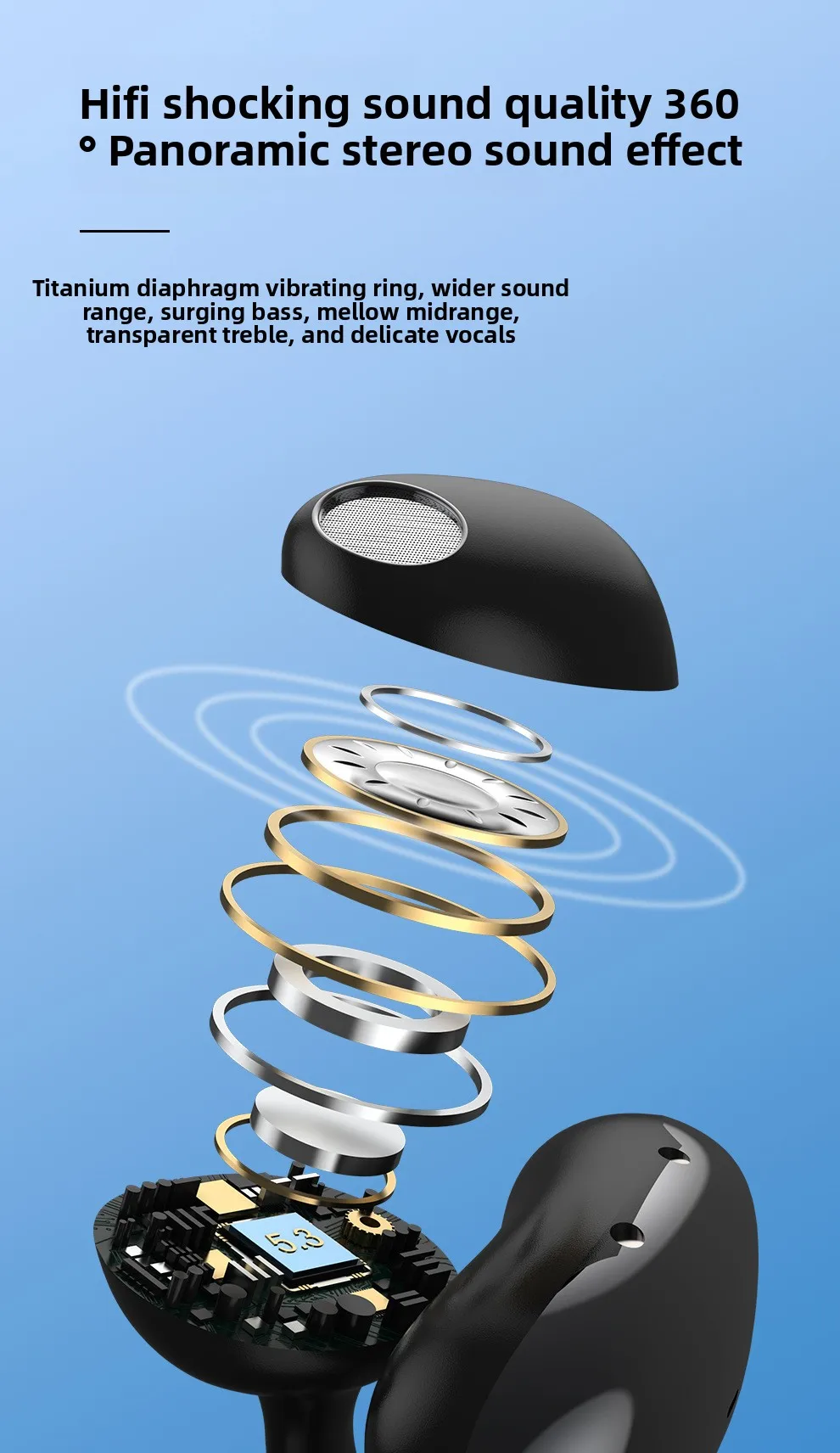 Bluetooth Headphones New Cross-Border Ear Clip Headphones Wireless Large Batter