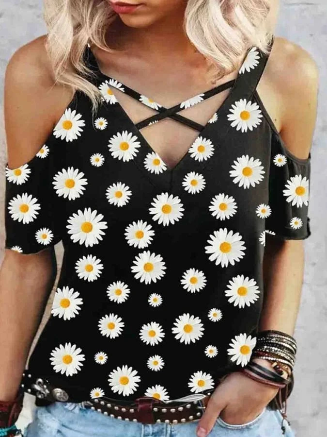 

Shirts for Women Plus Fashion Print T-shirts Deep V Neck Sling Short Sleeve Tops Tees Summer Casual Tshirt Streetwear Vintage