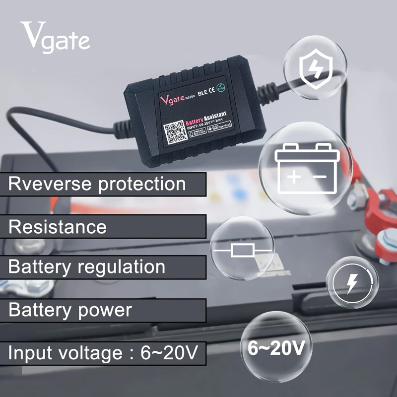 Original Vgate Car Battery Tester Bluetooth 4.0 12V Battery Assistant Car Analyzer Android IOS Phone