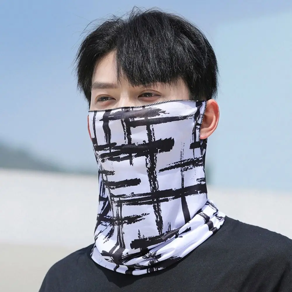 Elastic lce Silk Bandana Head Face Neck Gaiter Hanging Ear Breathable Face Cover Scarf Cycling Balaclava Men Women cycling bandana,bandana headscarf,neck gaiter,bandana neck cover,multifunctional bandana
