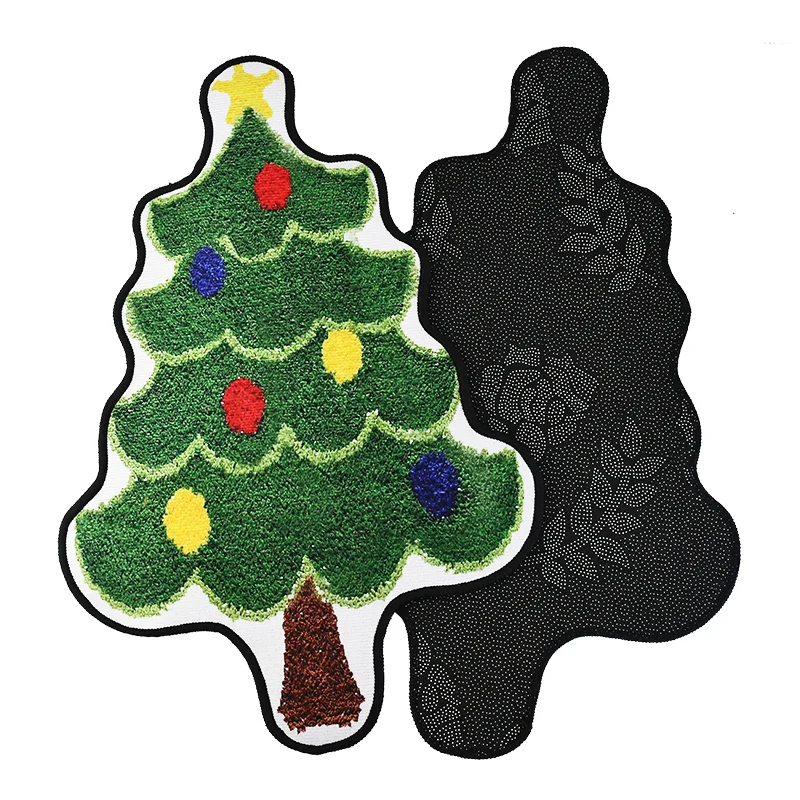 Christmas Tree Shape Floor Mat Anti Slip Entrance Door Bedroom Bath Toilet Mat Carpet 2025 New Year Gift Navidad Home Decoration