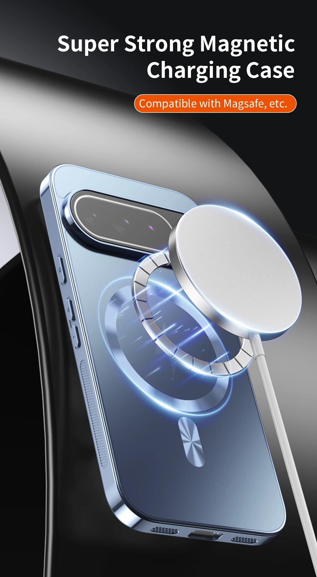Premium Vacuum Coated Anti-Slip Protective Case with Magnetic Wireless Charging Compatibility