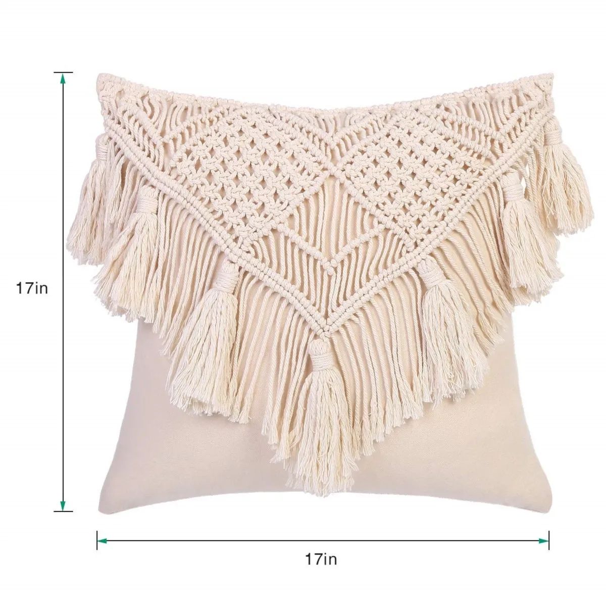 

Woven Boho Cushion Cover with Tassels Pillow Covers Macrame Cushion Case for Bed, Sofa, Car, Home Decor, Square Pillow Cases