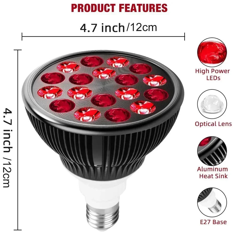 Infrared Lamp Red Light Dual Chip 660nm and 850nm Combo With Angle Adjustable Holder For Muscle Recovery Skin Care Pain Relief