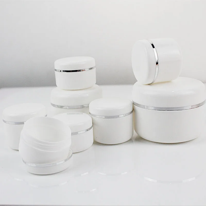 30Pcs/Pack 20g 30g 50g Cream Jar White Plastic Makeup Container Sample Cosmetics Box Empty Makeup Jar Pot Refillable Bottles 3