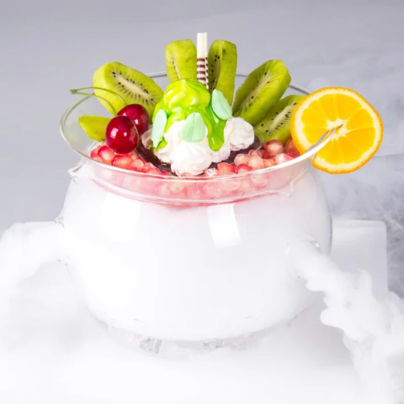 

Dry ice smoking tableware creative molecular cuisine glass bowl club specialty fruit salad ice cream dessert