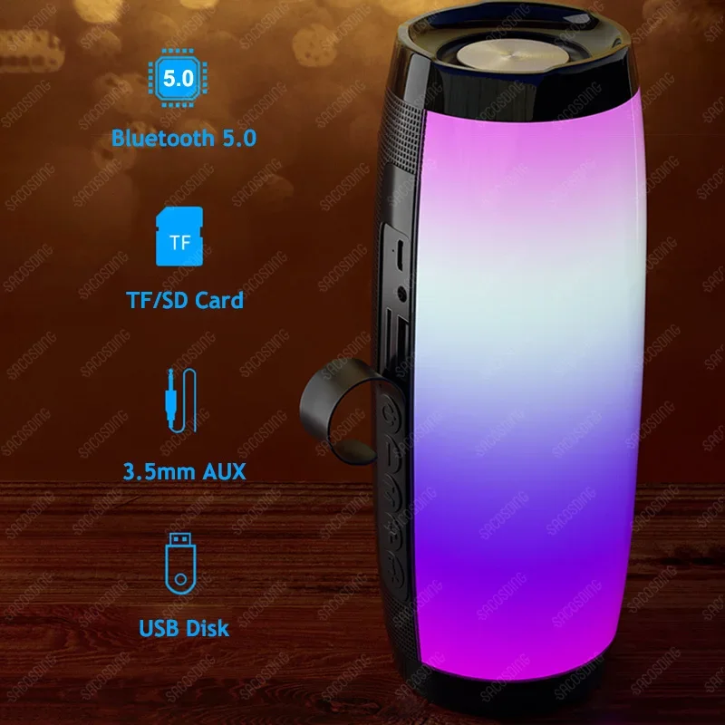LED Bluetooth Speaker Portable FM Radio Wireless Bass Subwoofer Music Player Boombox USB AUX TF Caixa De Som Portatil