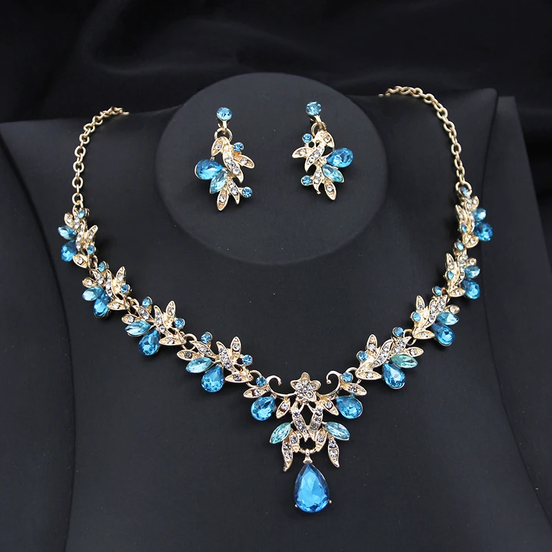 Exquisite-2-pcs-set-Flower-Pink-AB-crystal-bridal-wedding-jewelry-sets ...