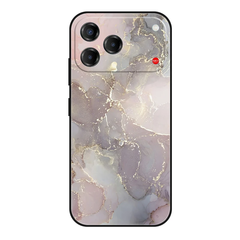 Marble Painted Soft Matte Silicone Back Cover - Elegant Design Case
