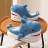 Mo Dou Cute Cartoon Shark Slippers for Women Winter Autumn Home Slippers for Men Non Slip Warm Plush Slippers for Unisex 1