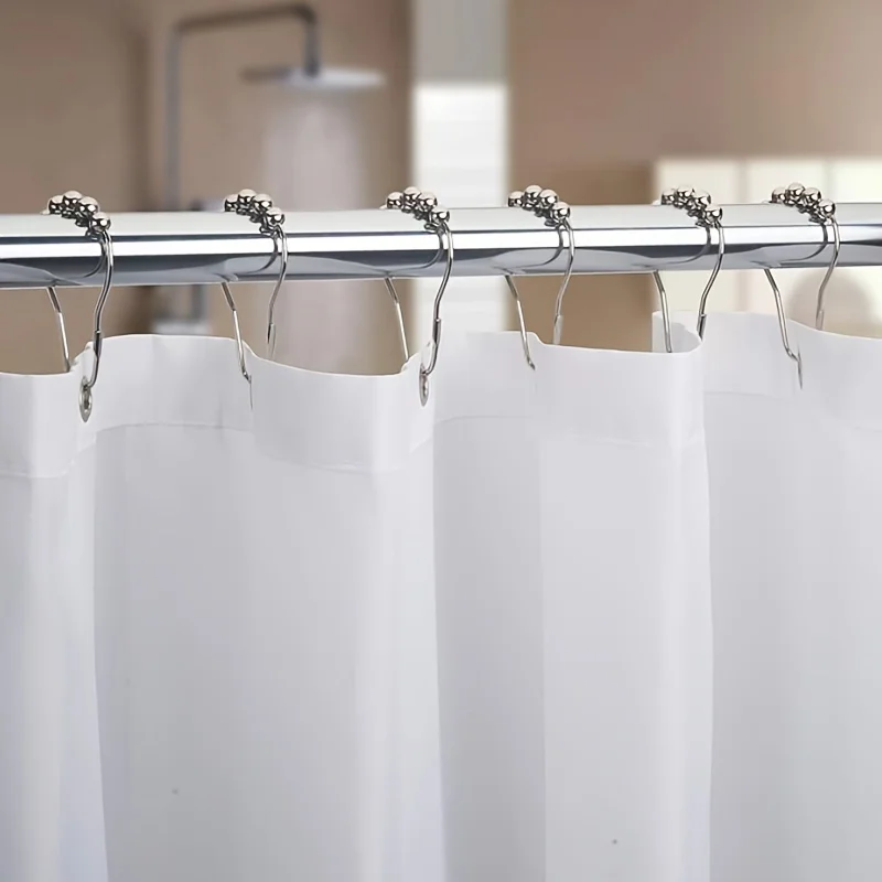 Shower Curtain , Decorative Rust Proof Stainless Steel Shower Curtain for Bathroom Rods Set of 12, Polished Nickel