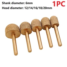 

New 12mm-20mm Soldering Diamond Burr 100 Grit 6mm Shank Cylindrical With Round Nose Head Grinding Burr Polishing Stone Abrasives