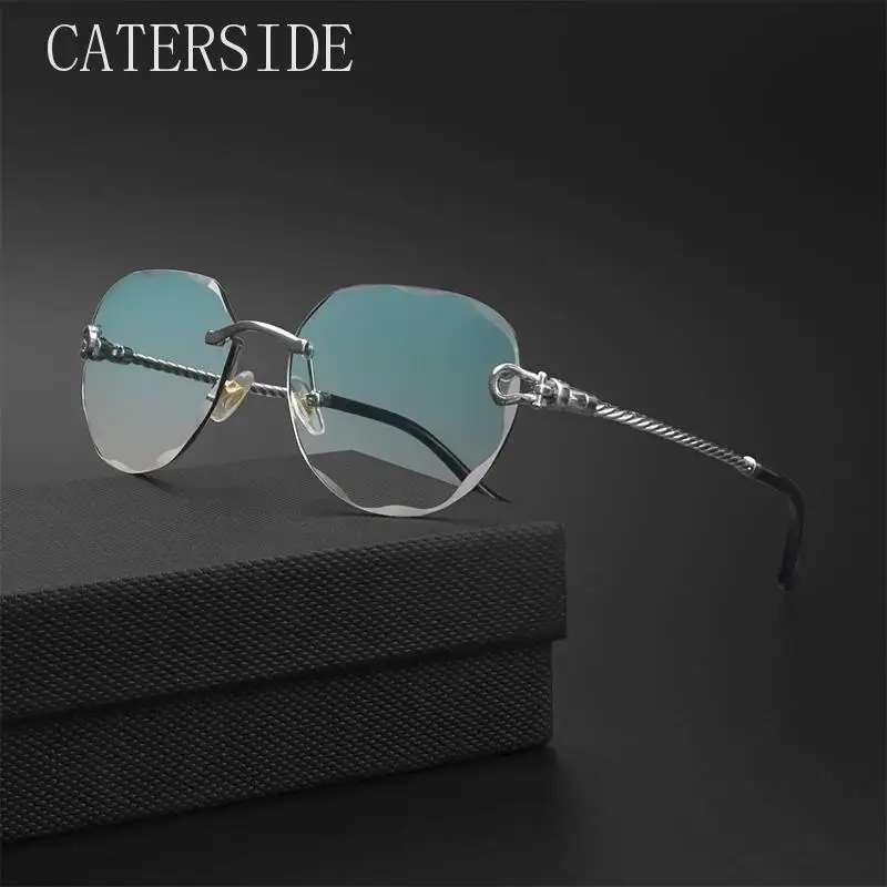 Luxus Polygon Gradient Sonnenbrille Frauen neue Metall gebogene Tempel Brillen Ozean randlose Mode Sonnenbrille Damen uv400