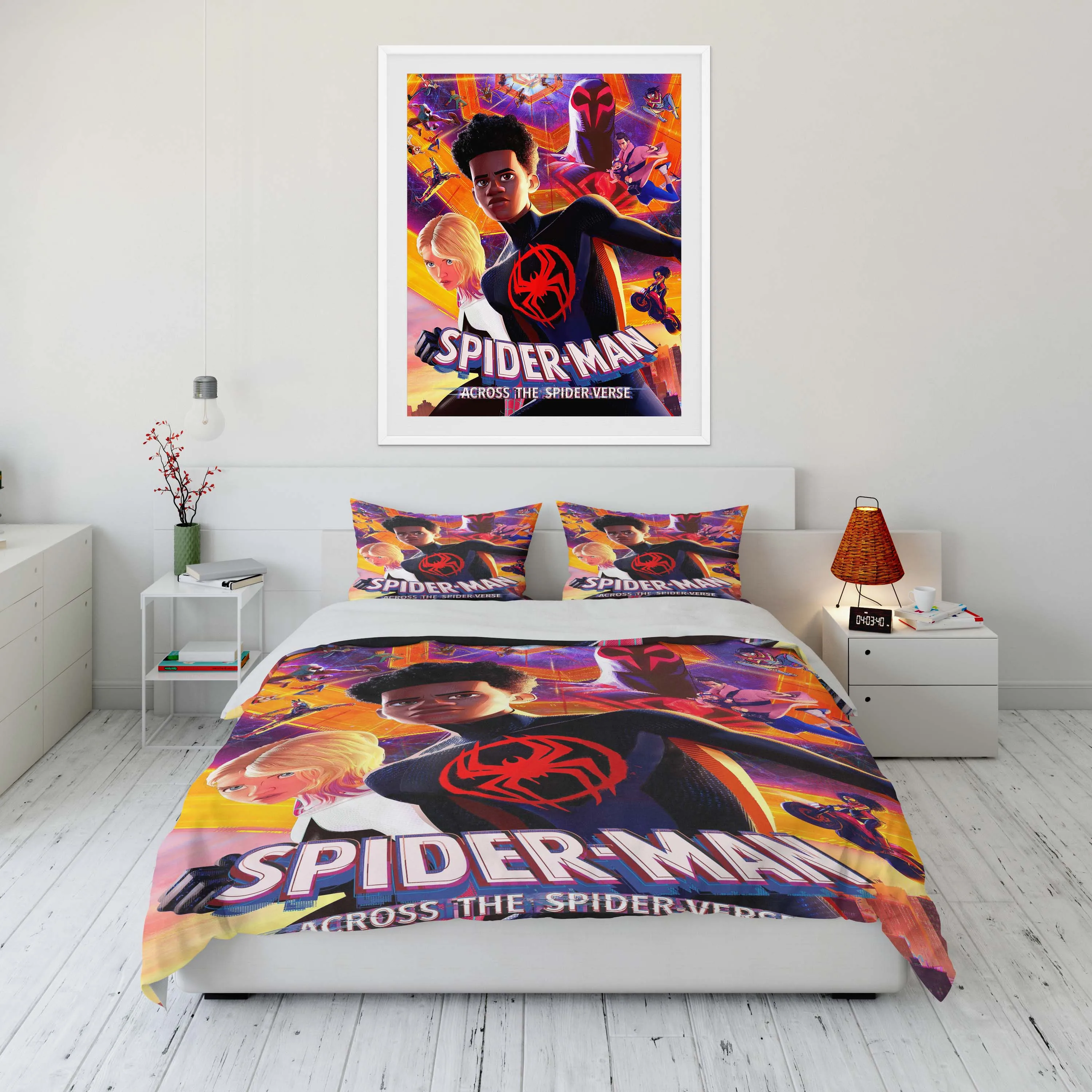 

10 Sizes Spider Man Across The Spider Verse Printed Quilt Cover Pillowcase Bedding Set Kids Adult Comfortable Bed Set Twin King
