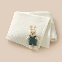 Baby Blankets Knit Cute 3D Rabbit Newborn Sleepsack Girl Boys Bed Quilt 100*80CM Plaid Infant Stroller Swaddling Wrap Super Soft