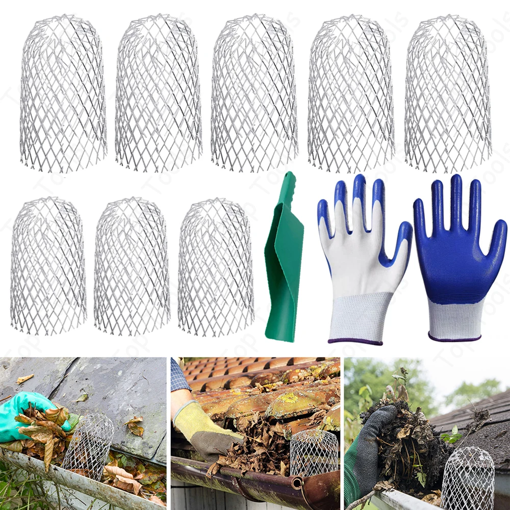 Roof Gutter Guard Filters For 2.6-3.7in Pipe Expand Aluminum Filter Strainer Stops Blockage Leaf Drains Debris Drain Net Covers