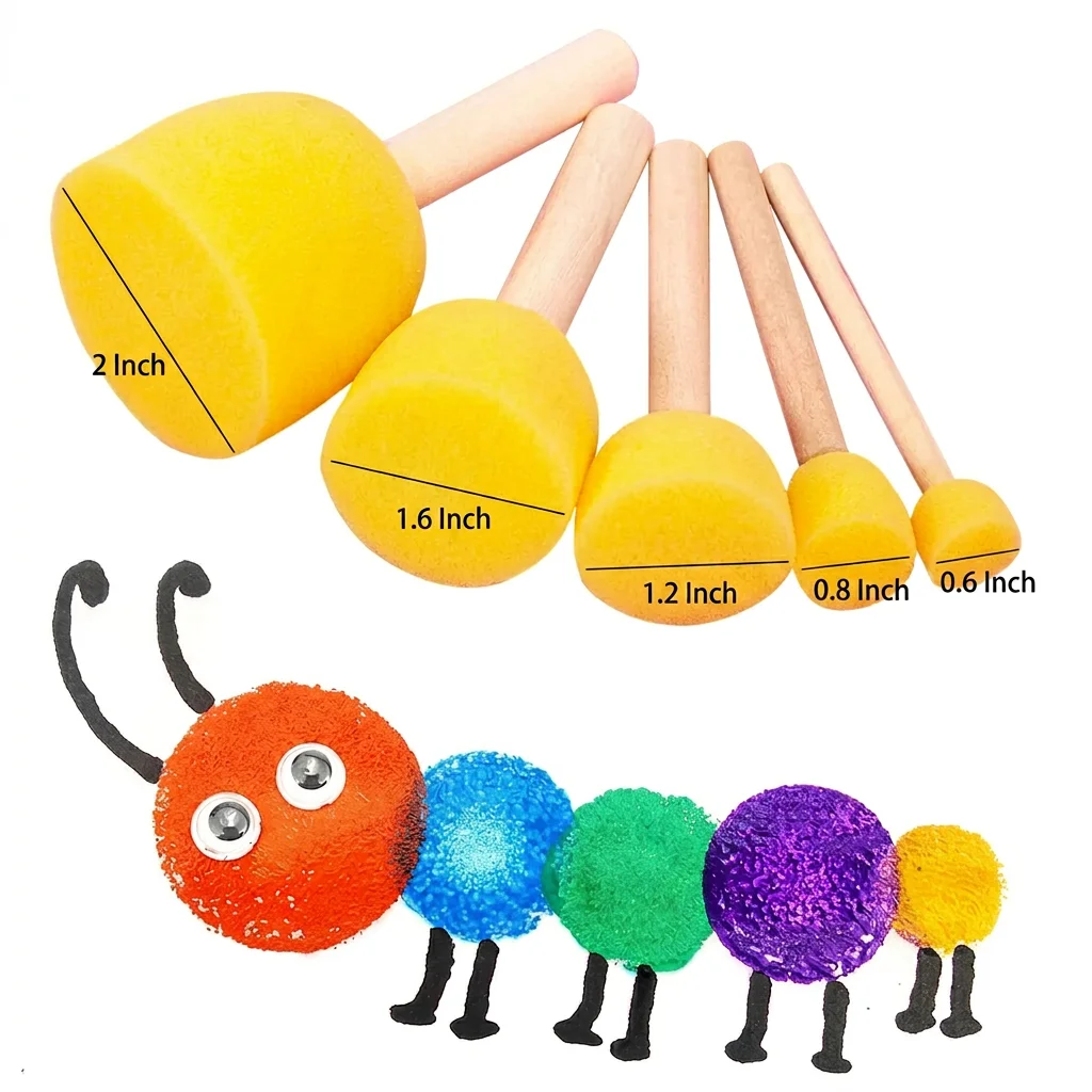 버섯 모양 스펀지 페인트 데버스, DIY 페인팅에 적합한 스펀지 데버스, 어린이 미술용 스펀지 브러쉬, 통기성 좋은 가정용 어린이 공예용 스펀지 브러쉬