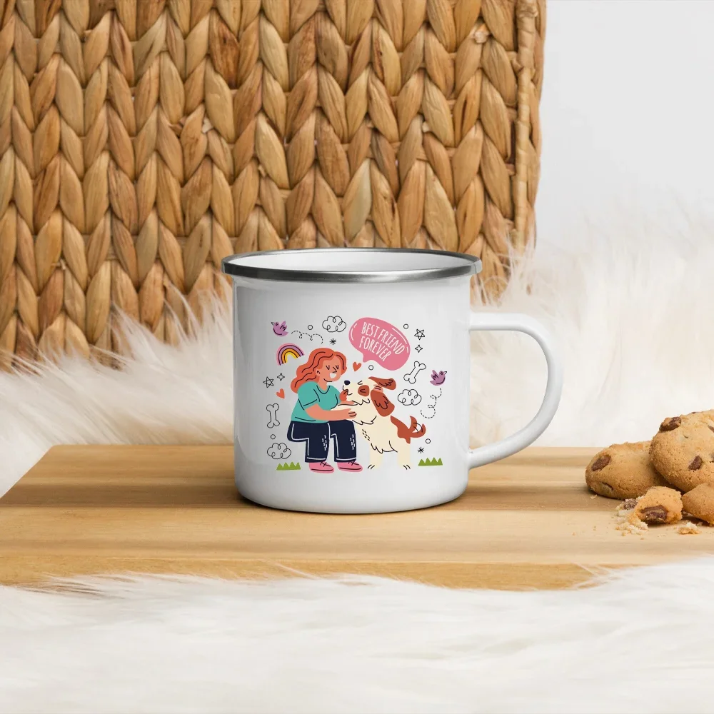 

Мультяшный стиль, кружка для домашних животных, эмалированная чашка, чашки с рукояткой, фотография, лучший подарок, кофейные кружки для кемпинга