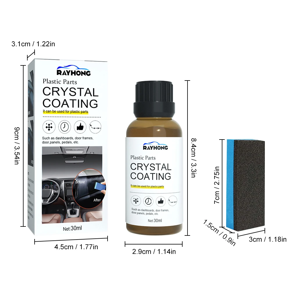  Plastic Parts Crystal Coating, Crystal Coating for Car, Anti  Scratch Hydrophobic Polish Nano Coating Agent with Sponge, Long-Lasting  Protection (1pcs) : Automotive