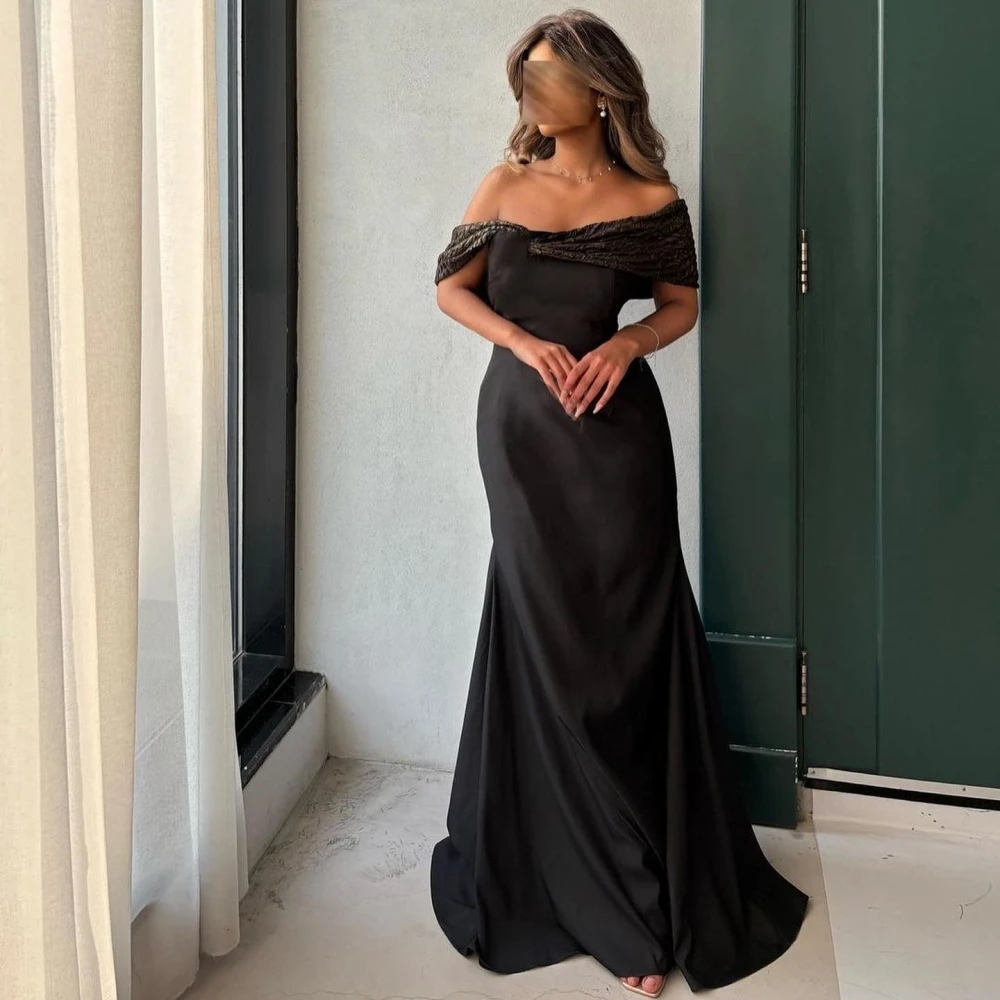 

Prom Dress Evening Jersey Pleat Celebrity Sheath Off-the-shoulder Bespoke Occasion Gown Long Dresses Saudi Arabia