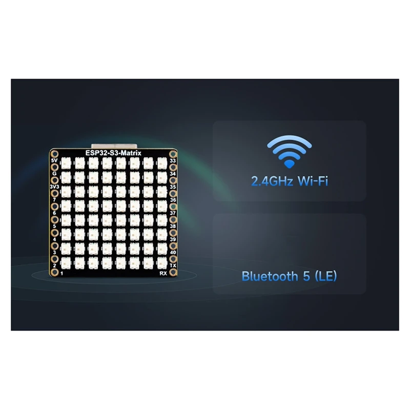 ESP32-S3 개발 보드 WiFi 블루투스 매트릭스 8x8 RGB-LED, Python-TCES용 QST 자세 자이로 센서 QMI8658C 포함