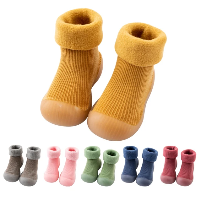 New Baby Toddler Socks Shoes Anti-slip Infant First Walker Shoes Boy Girls  Kids Rubber Soft Sole Floor Shoe Knit Booties 2022 - AliExpress