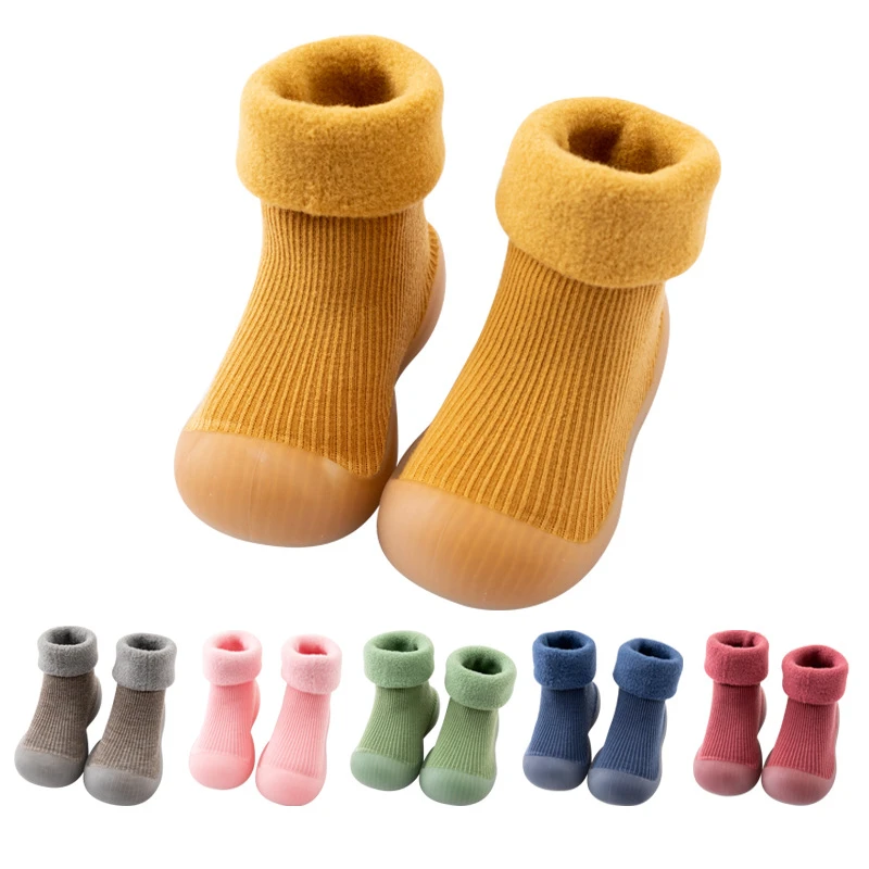Calcetines antideslizantes para bebé, zapatos de primeros pasos niño y niña, suela goma suave, botines de punto, 2022|Primeros - AliExpress