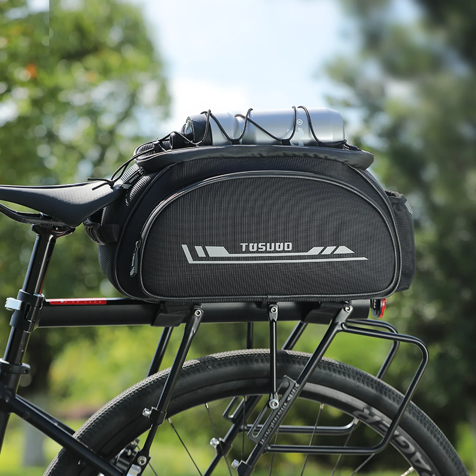 TOSUOD Fahrrad-Gepäckträgertasche hinten, wasserdicht, für den Außenbereich, 13 l, großes Fassungsvermögen, Mountainbike-Tasche, Fahrradzubehör – Detail 6