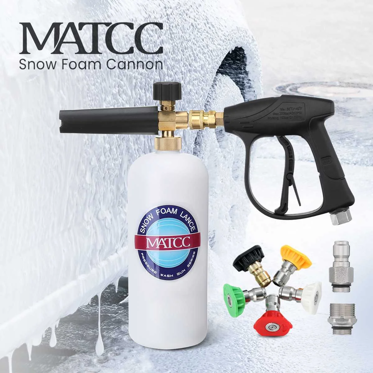 Пенораспылитель MATCC 1/4 бар пенораспылитель с 5 насадками дюйма быстрое соединение
