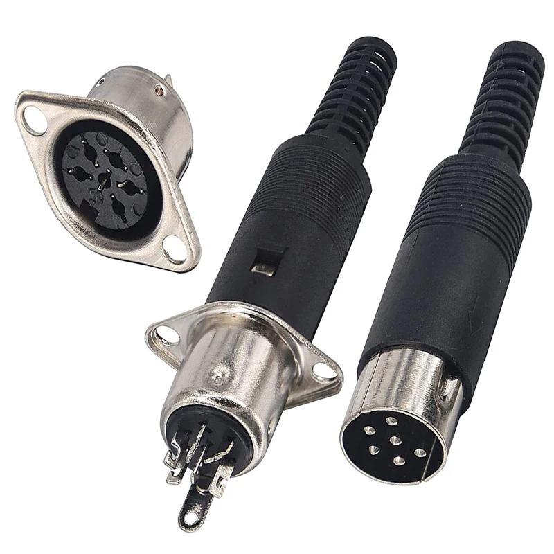 Conectores R DIN 3 4 5 6 7 8 Pines Macho Hembra Enchufe Conector De Soldadura Con Mango De Plastico~p146826315