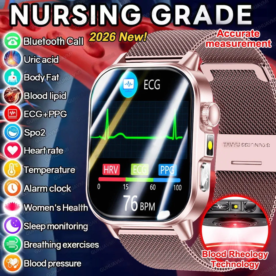 Nuovo Smartwatch per il Monitoraggio della Salute 2026 con ECG+PPG, Acido Urico, Lipidi nel Sangue, Pressione Sanguigna, Chiamate Bluetooth e Display AMOLED