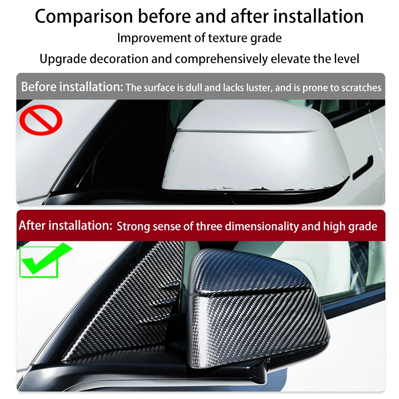 테슬라 모델 Y 주니퍼 2025+ 카본 파이버 사이드미러 커버 완벽 호환 100%  카본 파이버 사이드미러 하우징