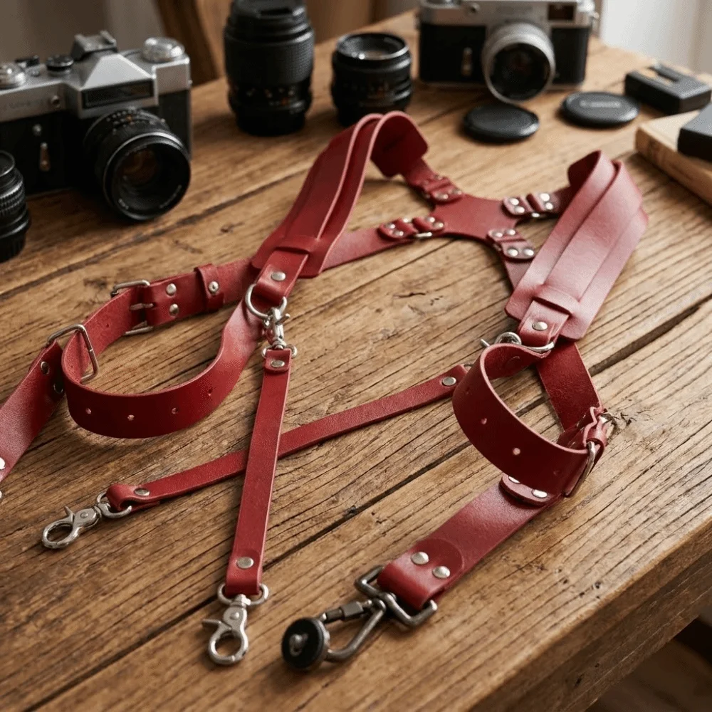 전문가용 카메라 하네스 편안한 PU DSLR 카메라 스트랩 조절 가능 내구성 있는 카메라 숄더 스트랩 야외용
