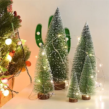 Creative Mini Christmas Tree Artificial Snow Simulation Frost Pine Tree Desktop Decorative Supply Christmas Ornaments Decoration