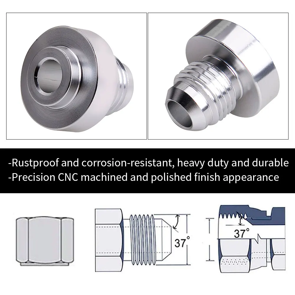AN6 AN8 AN10 Aluminum Nitrous Hose Fitting Male Billet Straight Male Weld Fitting Adapter Weld Bung
