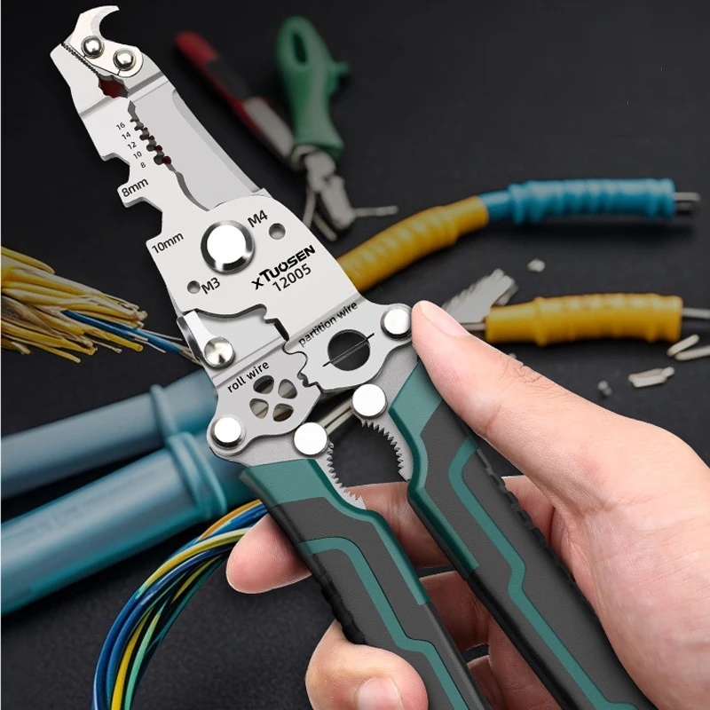 thumbnail image 2 of Multifunctional Wire Stripper Crimper Tool Electrical Pliers With 2 of 13